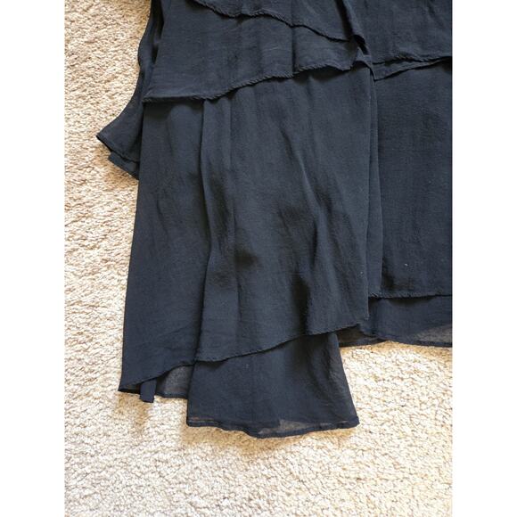 St. John Evening Black 100% Silk Chiffon Layered Elegant Maxi Skirt Plus Size 16 - Picture 10 of 11